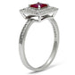TS102 - Rhodium 925 Sterling Silver Ring with Synthetic Corundum in Ruby-3
