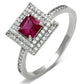 TS102 - Rhodium 925 Sterling Silver Ring with Synthetic Corundum in Ruby-4