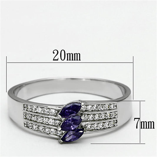 TS104 - Rhodium 925 Sterling Silver Ring with AAA Grade CZ  in Amethyst-1