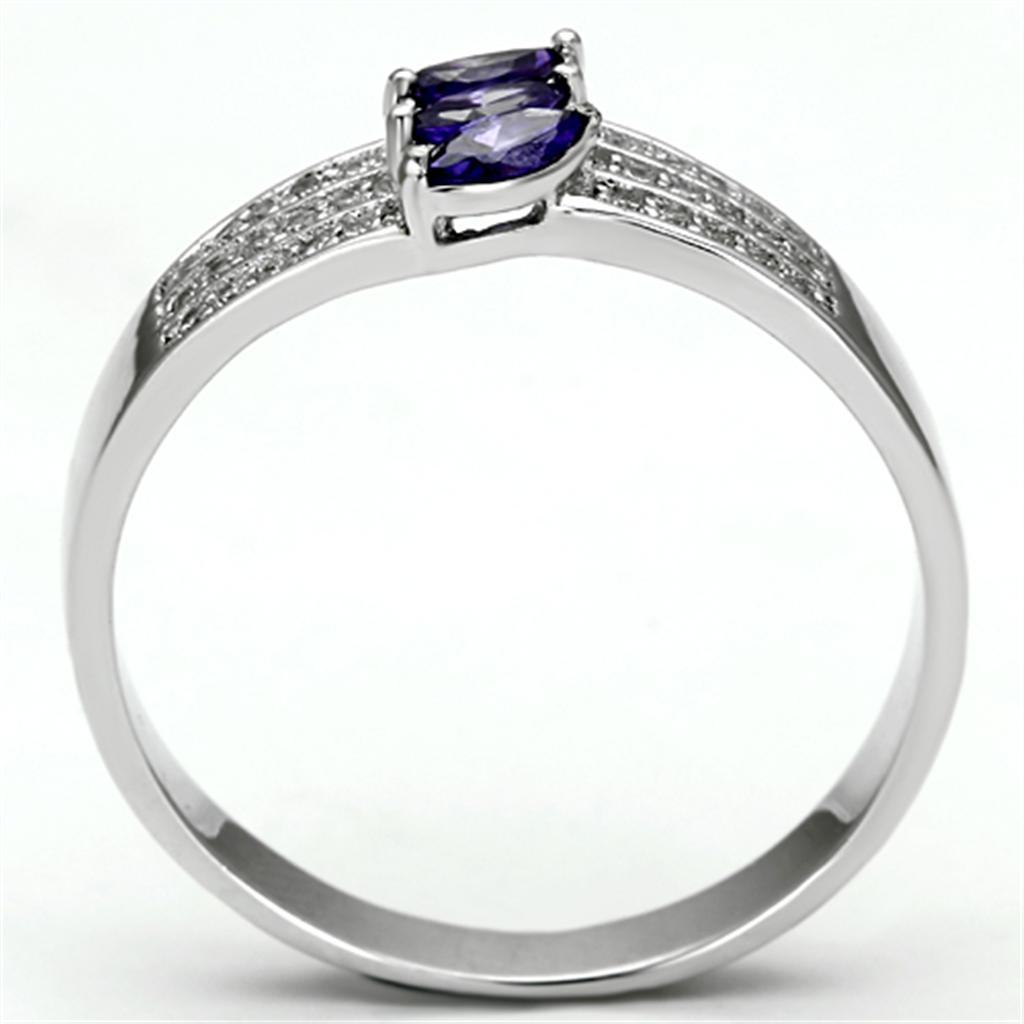 TS104 - Rhodium 925 Sterling Silver Ring with AAA Grade CZ  in Amethyst-2