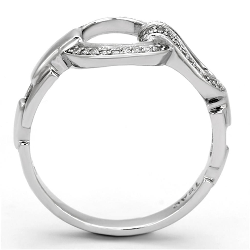 TS105 - Rhodium 925 Sterling Silver Ring with AAA Grade CZ  in Clear-2