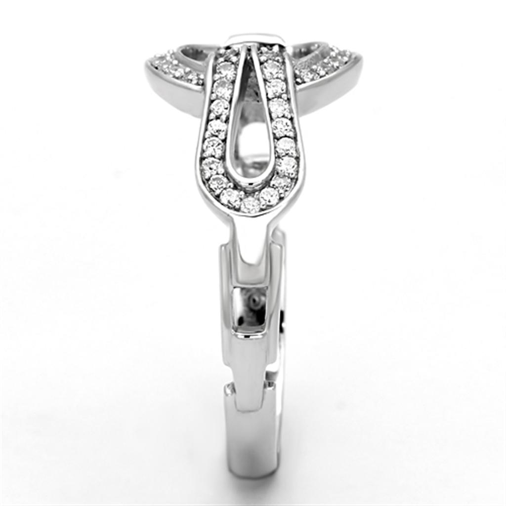 TS105 - Rhodium 925 Sterling Silver Ring with AAA Grade CZ  in Clear-3