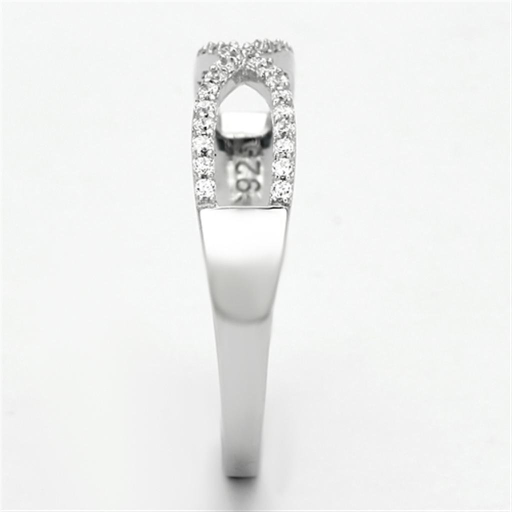 TS107 - Rhodium 925 Sterling Silver Ring with AAA Grade CZ  in Clear-3