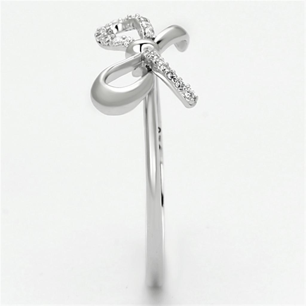 TS109 - Rhodium 925 Sterling Silver Ring with AAA Grade CZ  in Clear-3
