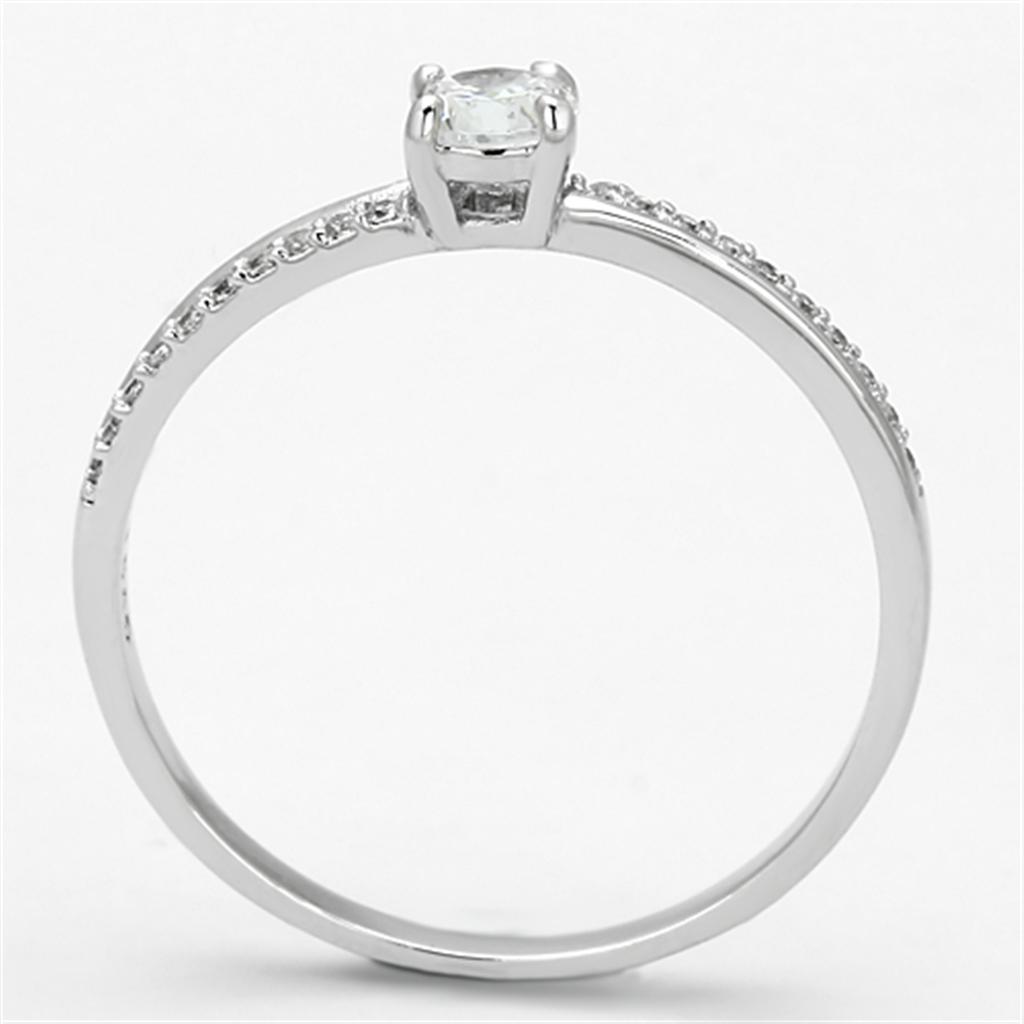 TS112 - Rhodium 925 Sterling Silver Ring with AAA Grade CZ  in Clear-2