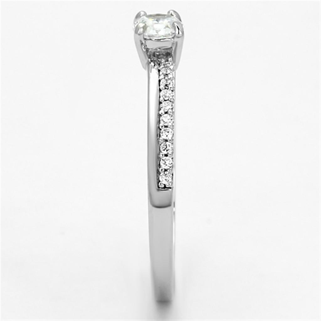 TS112 - Rhodium 925 Sterling Silver Ring with AAA Grade CZ  in Clear-3