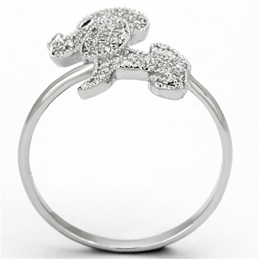 TS115 - Rhodium 925 Sterling Silver Ring with AAA Grade CZ  in Black Diamond-2