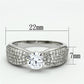 TS119 - Rhodium 925 Sterling Silver Ring with AAA Grade CZ  in Clear-1