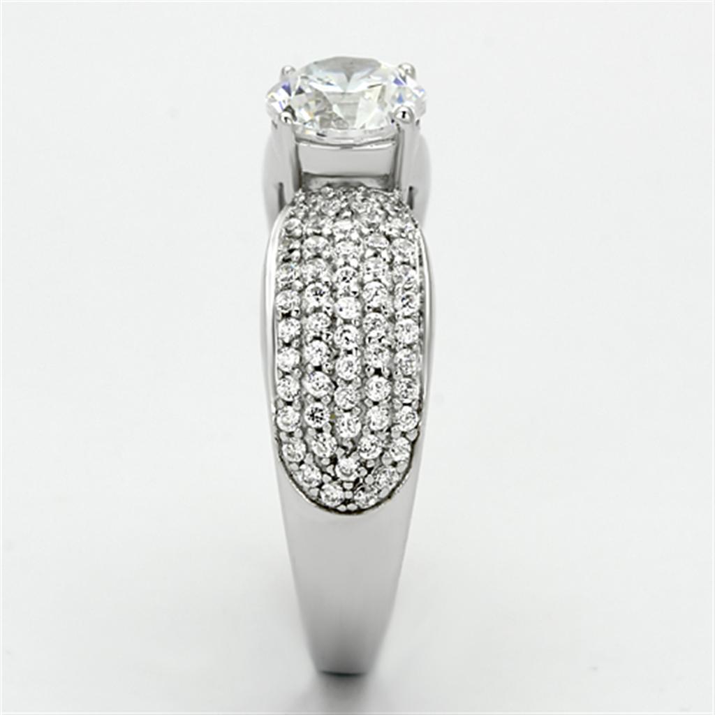 TS119 - Rhodium 925 Sterling Silver Ring with AAA Grade CZ  in Clear-3