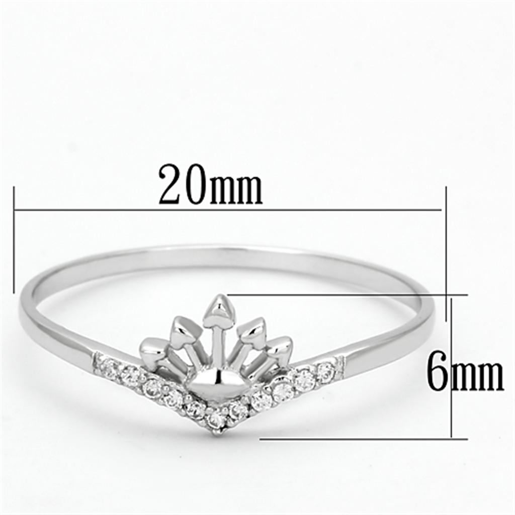 TS120 - Rhodium 925 Sterling Silver Ring with AAA Grade CZ  in Clear-1