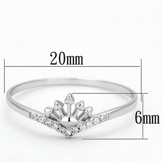 TS120 - Rhodium 925 Sterling Silver Ring with AAA Grade CZ  in Clear-1