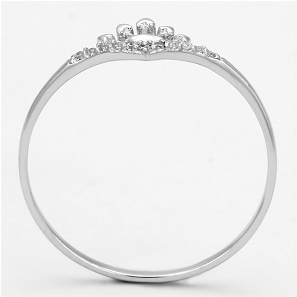 TS120 - Rhodium 925 Sterling Silver Ring with AAA Grade CZ  in Clear-2