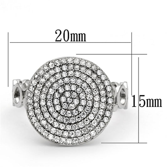 TS121 - Rhodium 925 Sterling Silver Ring with AAA Grade CZ  in Clear-1