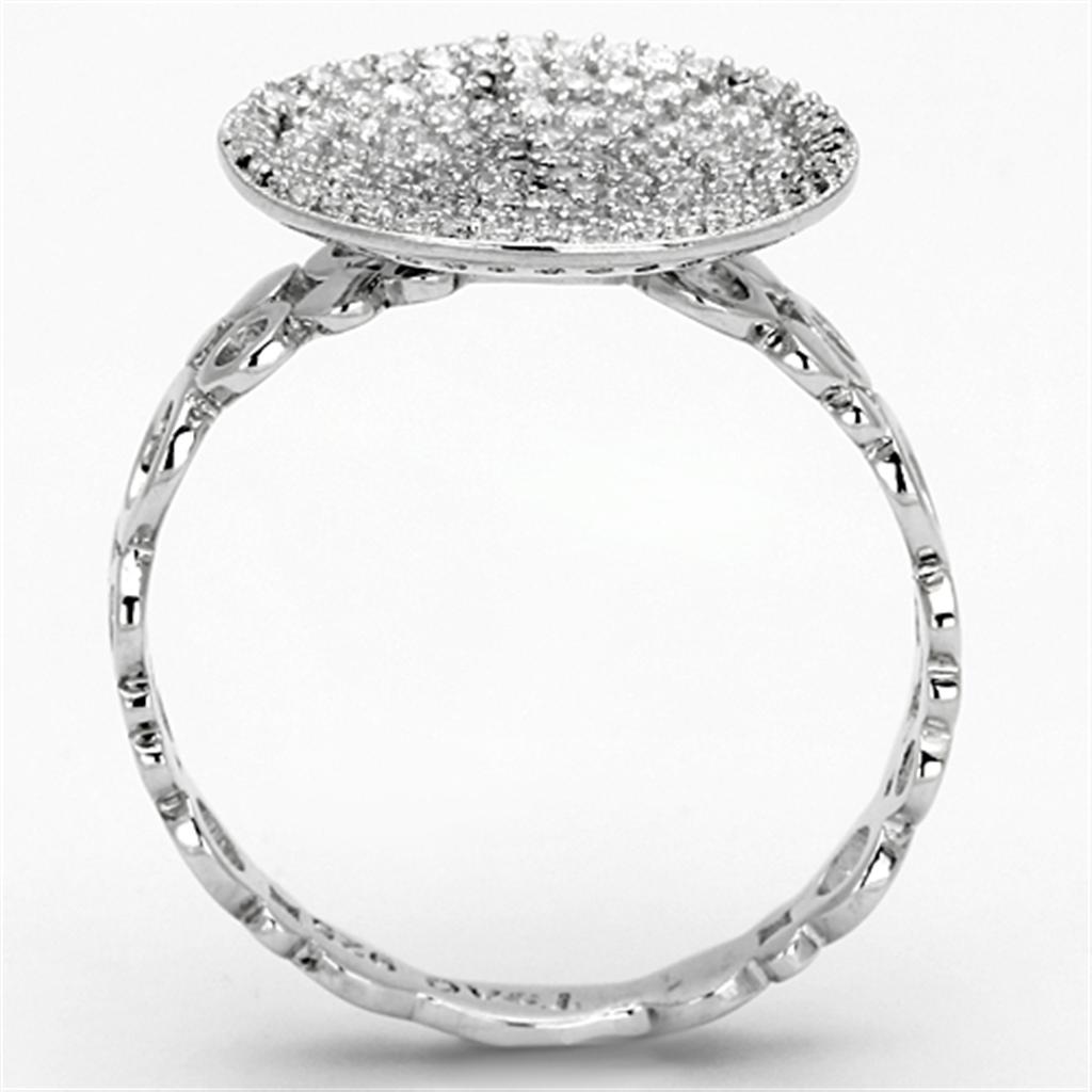 TS121 - Rhodium 925 Sterling Silver Ring with AAA Grade CZ  in Clear-2