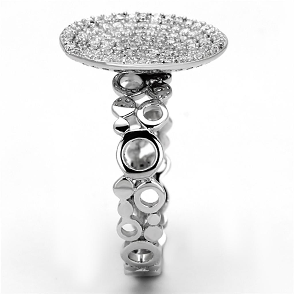 TS121 - Rhodium 925 Sterling Silver Ring with AAA Grade CZ  in Clear-3