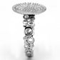 TS121 - Rhodium 925 Sterling Silver Ring with AAA Grade CZ  in Clear-3