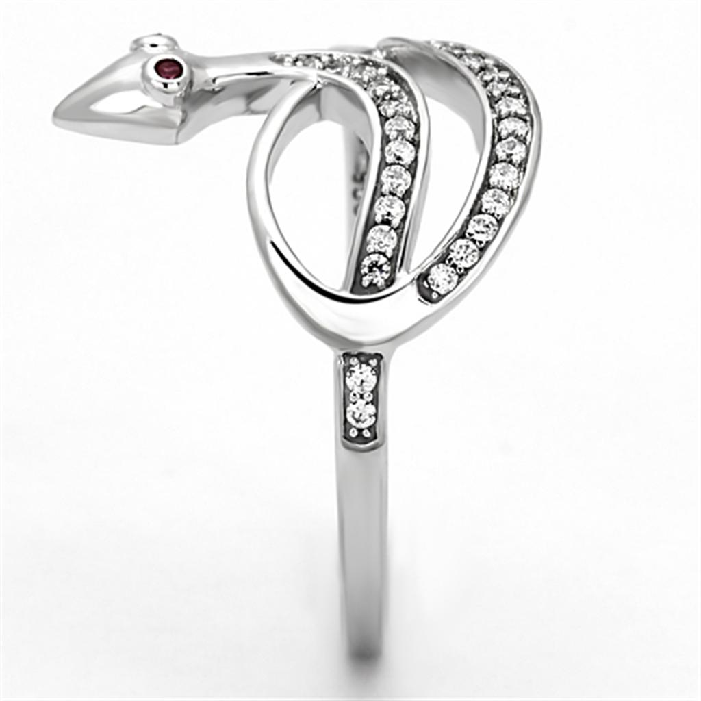 TS123 - Rhodium 925 Sterling Silver Ring with AAA Grade CZ  in Ruby-3