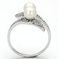 TS124 - Rhodium 925 Sterling Silver Ring with Synthetic Pearl in Citrine Yellow-2