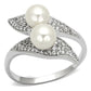 TS124 - Rhodium 925 Sterling Silver Ring with Synthetic Pearl in Citrine Yellow-4
