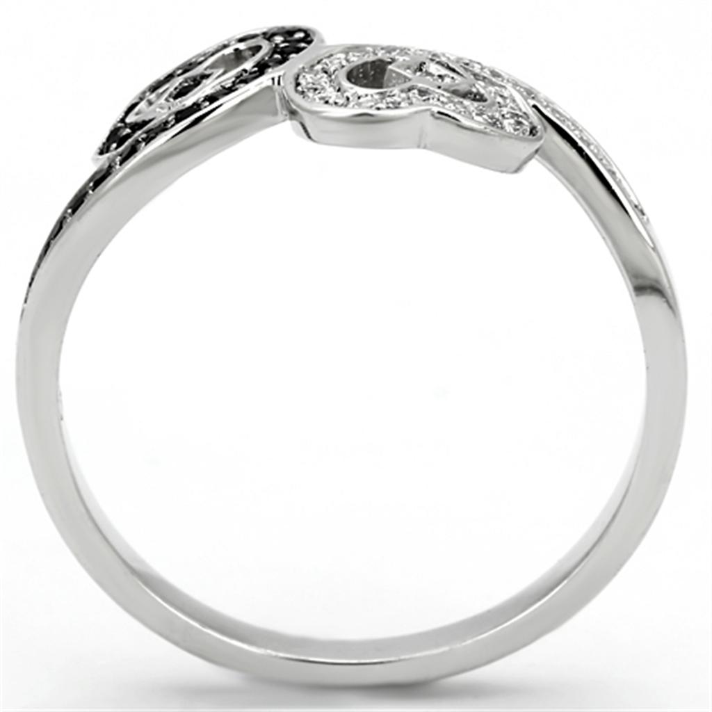 TS125 - Rhodium 925 Sterling Silver Ring with AAA Grade CZ  in Black Diamond-2