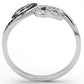 TS125 - Rhodium 925 Sterling Silver Ring with AAA Grade CZ  in Black Diamond-2