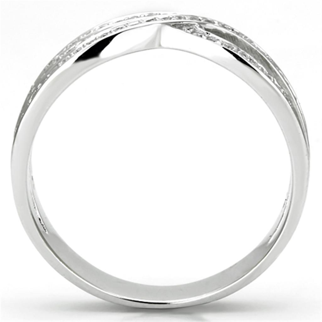 TS131 - Rhodium 925 Sterling Silver Ring with AAA Grade CZ  in Clear-2