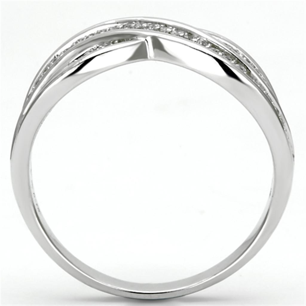TS132 - Rhodium 925 Sterling Silver Ring with AAA Grade CZ  in Clear-2
