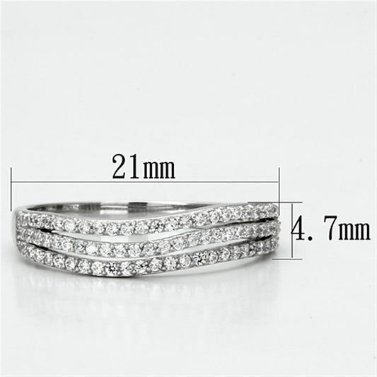 TS135 - Rhodium 925 Sterling Silver Ring with AAA Grade CZ  in Clear-1