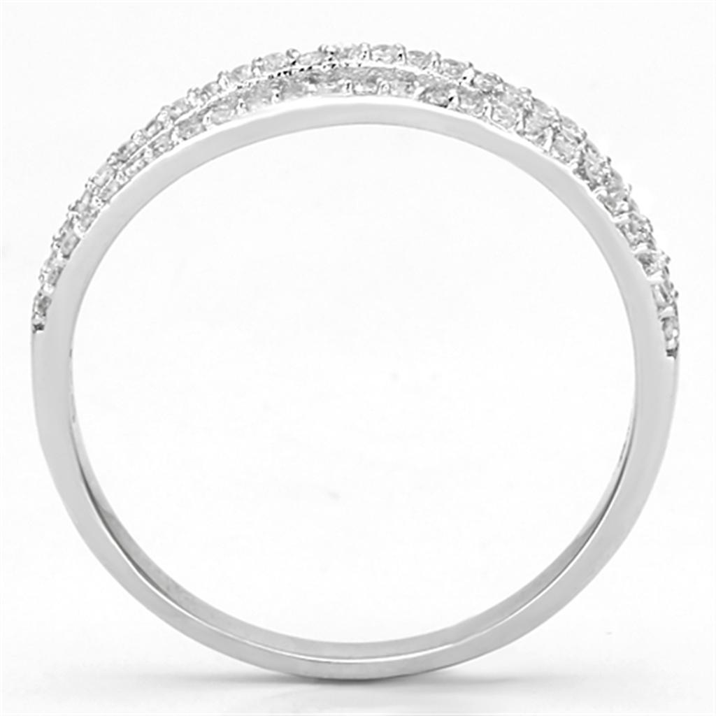 TS135 - Rhodium 925 Sterling Silver Ring with AAA Grade CZ  in Clear-2