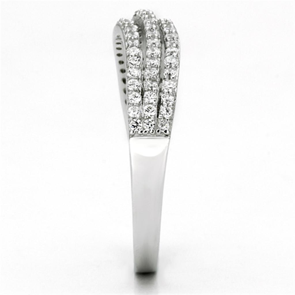 TS135 - Rhodium 925 Sterling Silver Ring with AAA Grade CZ  in Clear-3