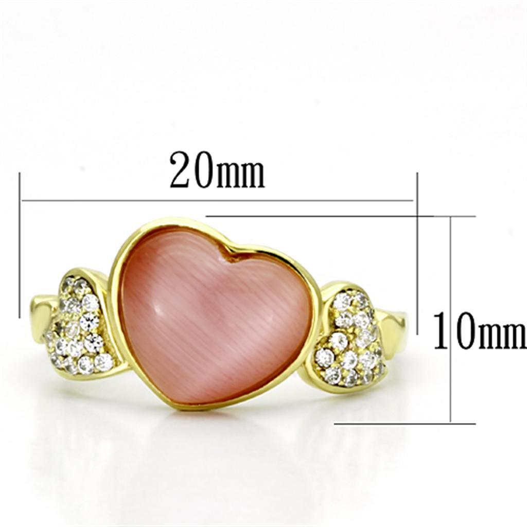 TS136 - Gold 925 Sterling Silver Ring with Synthetic Cat Eye in Rose-1