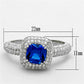 TS137 - Rhodium 925 Sterling Silver Ring with Synthetic Spinel in London Blue-1