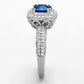 TS137 - Rhodium 925 Sterling Silver Ring with Synthetic Spinel in London Blue-3