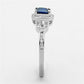 TS138 - Rhodium 925 Sterling Silver Ring with Synthetic Spinel in London Blue-3