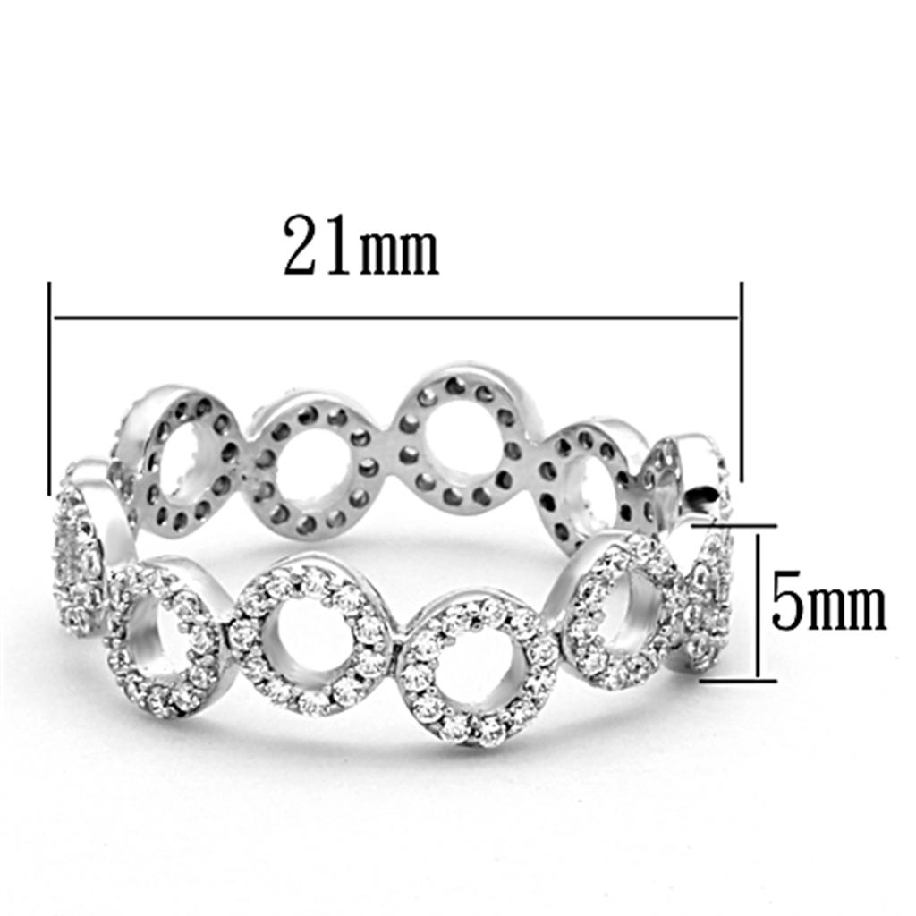 TS139 - Rhodium 925 Sterling Silver Ring with AAA Grade CZ  in Clear-1