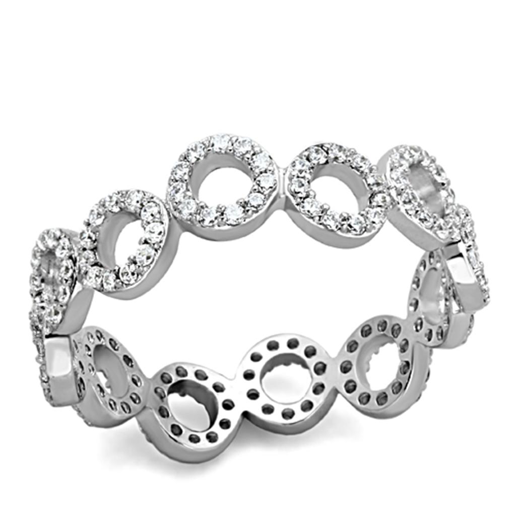 TS139 - Rhodium 925 Sterling Silver Ring with AAA Grade CZ  in Clear-4