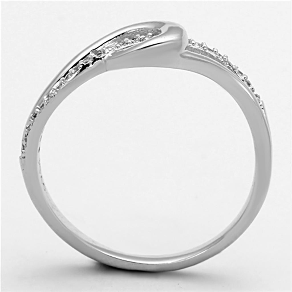 TS142 - Rhodium 925 Sterling Silver Ring with AAA Grade CZ  in Clear-2
