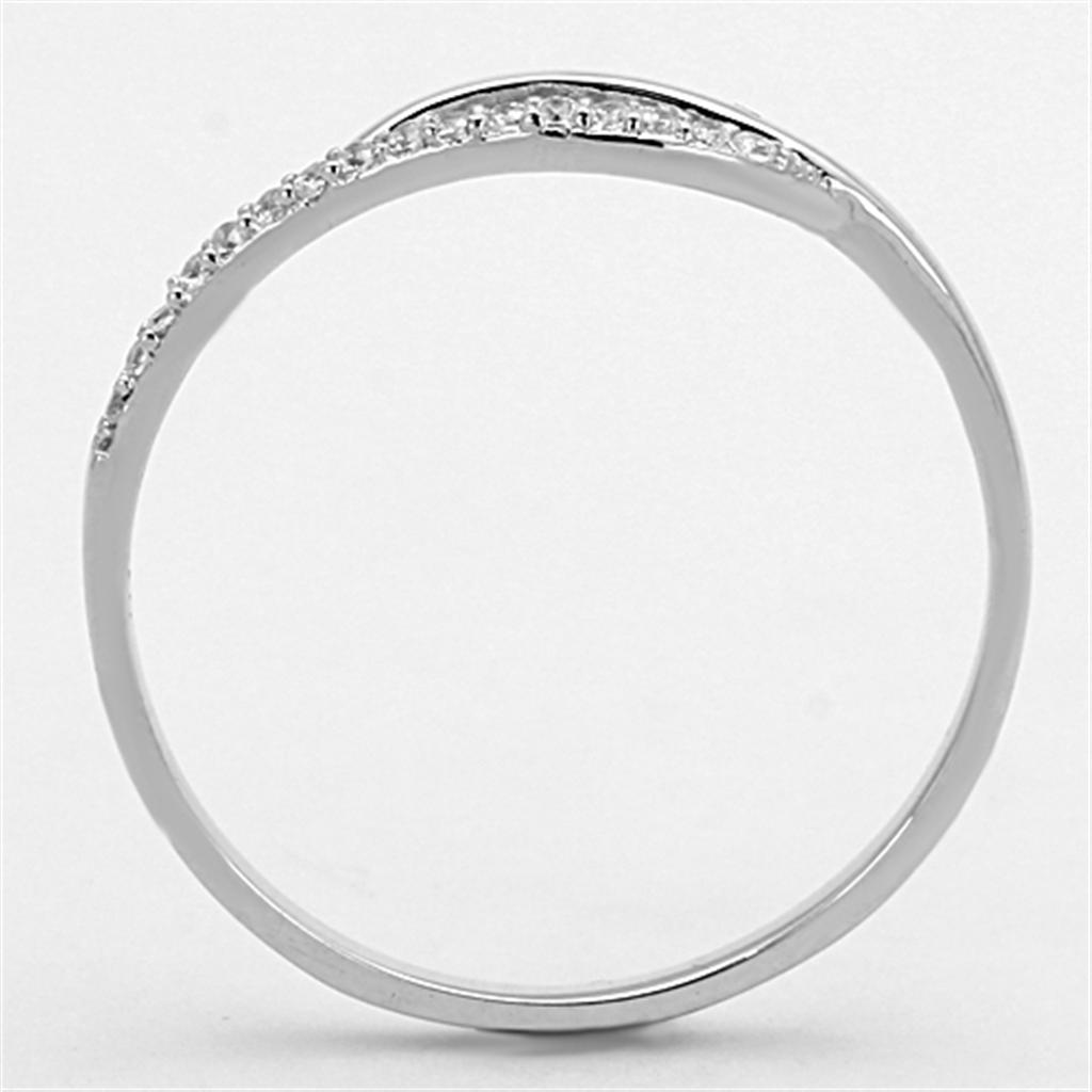 TS145 - Rhodium 925 Sterling Silver Ring with AAA Grade CZ  in Clear-2