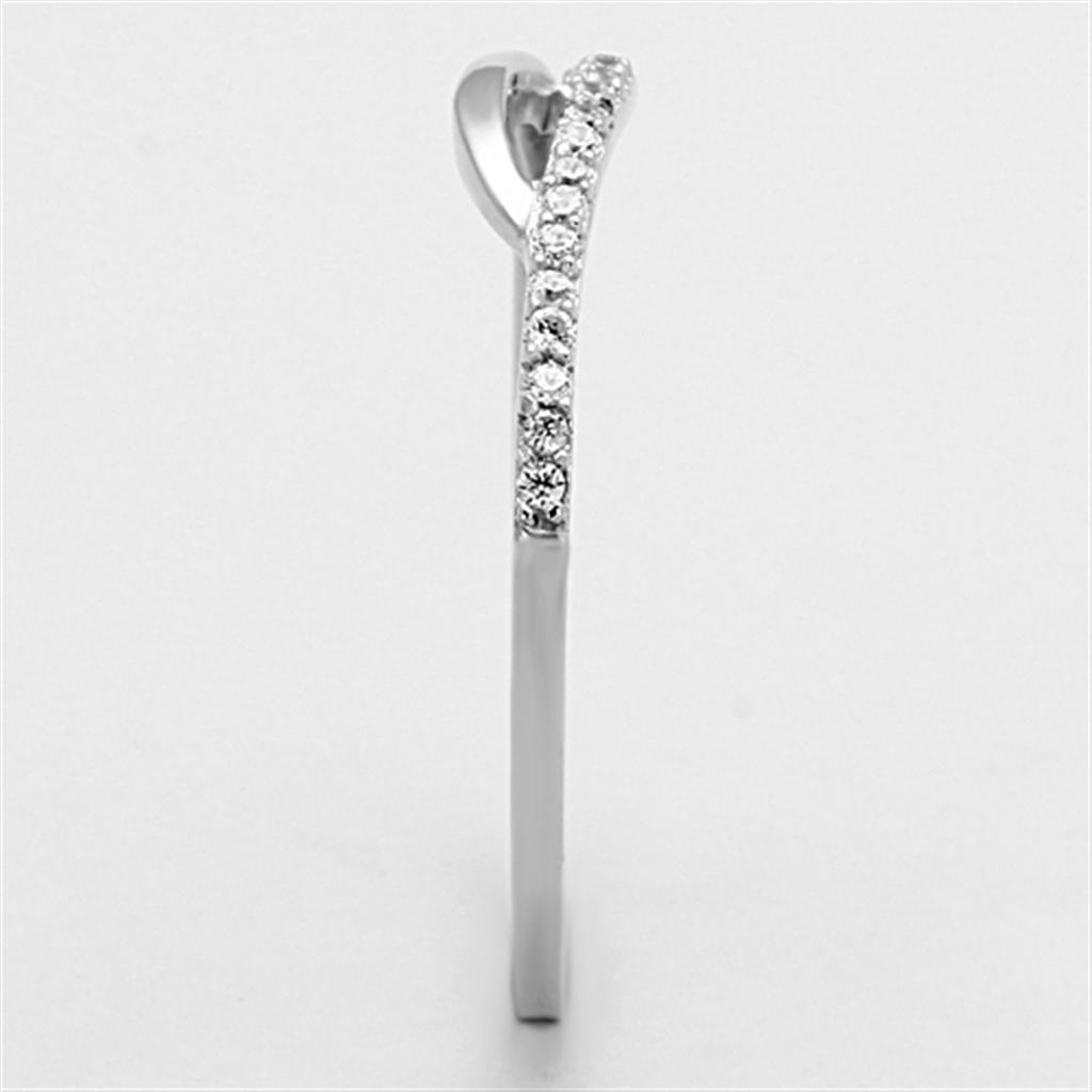 TS145 - Rhodium 925 Sterling Silver Ring with AAA Grade CZ  in Clear-3