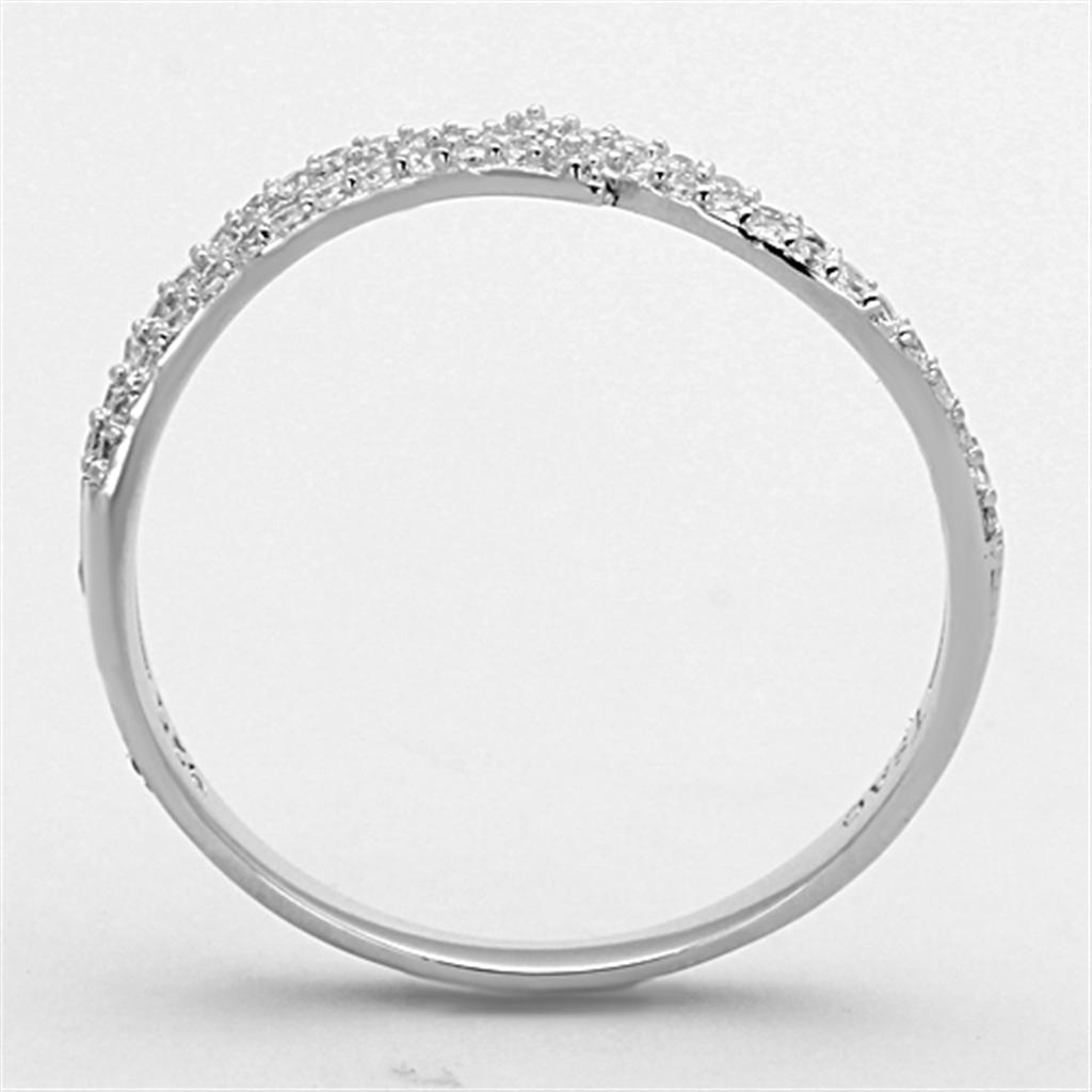 TS146 - Rhodium 925 Sterling Silver Ring with AAA Grade CZ  in Clear-2