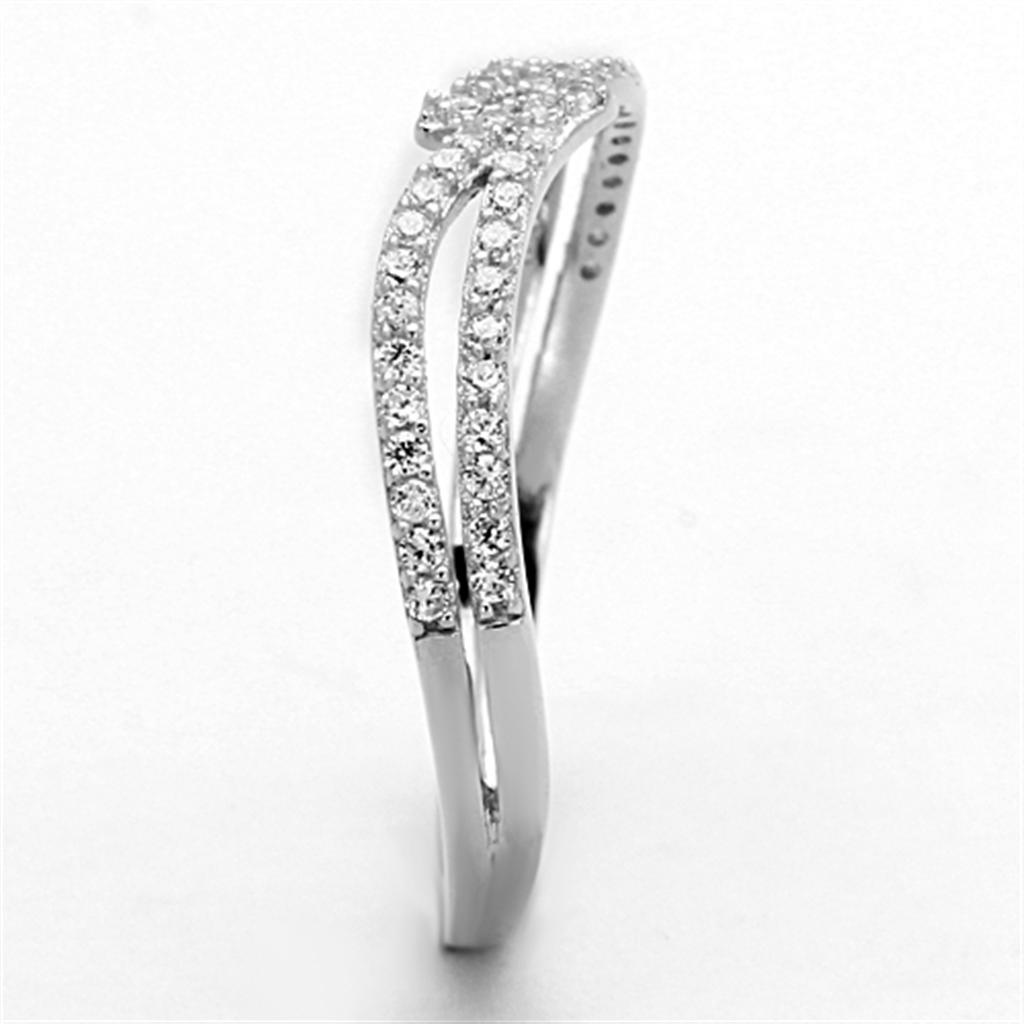 TS146 - Rhodium 925 Sterling Silver Ring with AAA Grade CZ  in Clear-3