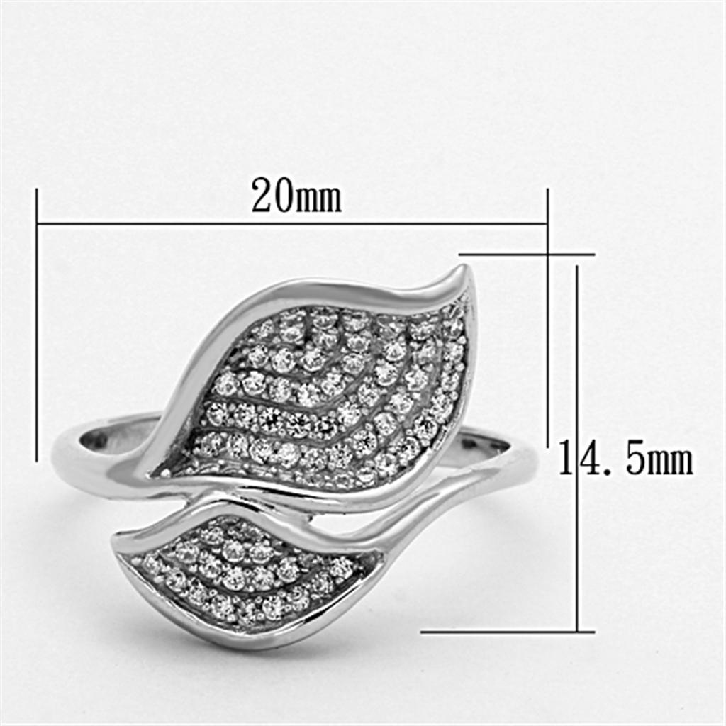 TS149 - Rhodium 925 Sterling Silver Ring with AAA Grade CZ  in Clear-1