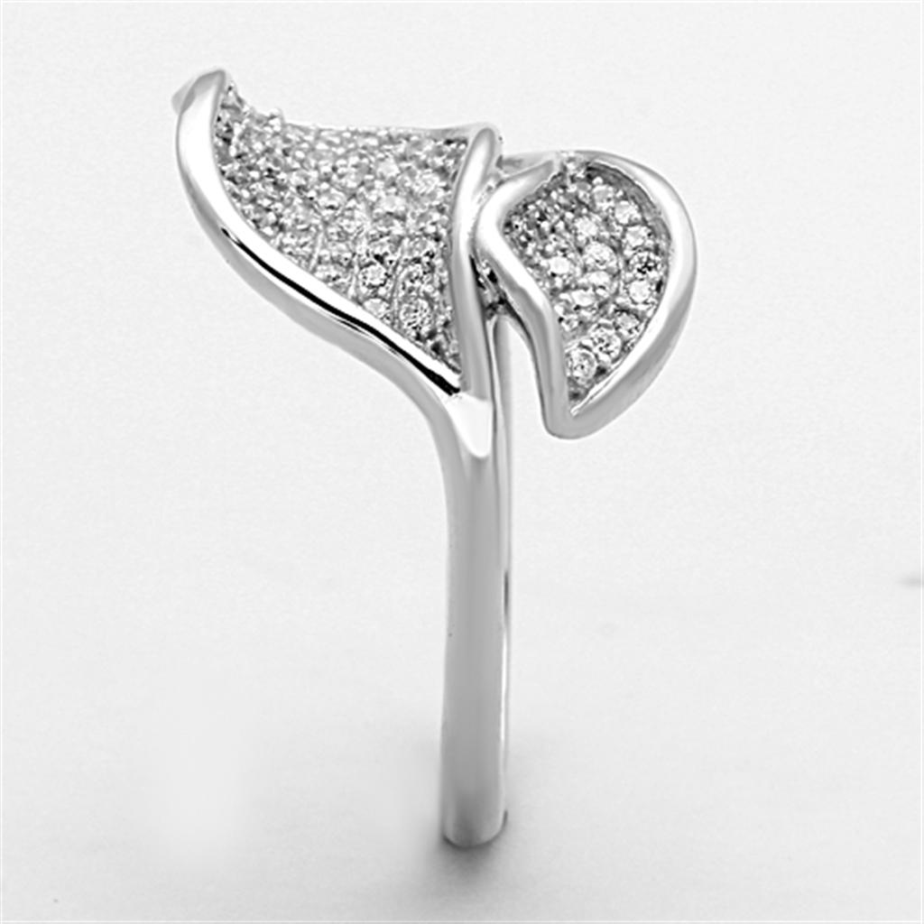 TS149 - Rhodium 925 Sterling Silver Ring with AAA Grade CZ  in Clear-3