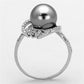 TS153 - Rhodium 925 Sterling Silver Ring with Synthetic Pearl in Gray-2