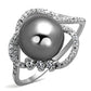 TS153 - Rhodium 925 Sterling Silver Ring with Synthetic Pearl in Gray-4