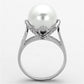 TS154 - Rhodium 925 Sterling Silver Ring with Synthetic Pearl in White-2