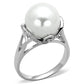 TS154 - Rhodium 925 Sterling Silver Ring with Synthetic Pearl in White-4