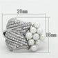 TS167 - Rhodium 925 Sterling Silver Ring with Synthetic Pearl in White-1