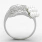 TS167 - Rhodium 925 Sterling Silver Ring with Synthetic Pearl in White-2