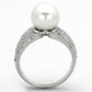 TS169 - Rhodium 925 Sterling Silver Ring with Synthetic Pearl in White-2